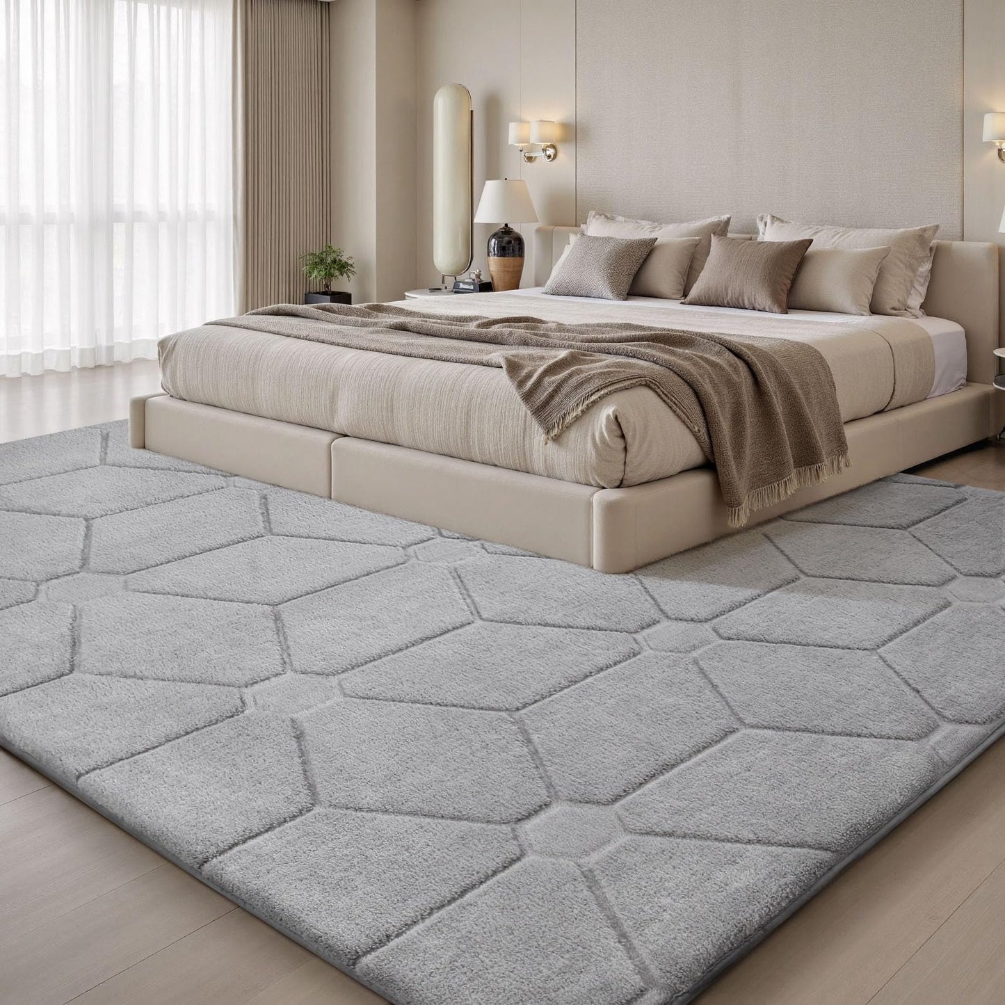 Sour Lemon Area Rugs 9x12 Living Room, Soft Large Area Rug Fluffy Grey Rugs for Bedroom，Machine Washable Area Rug Non Slip Carpet Rug for Living Room Playroom Kids Room Home Decor