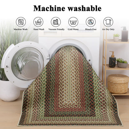 Ileading Faux Braided Area Rug 6'x9' Washable Farmhouse, No-Shed Non-Slip Woven Carpet, Pet Friendly Stain Resistant Jute Style Rug for Living Room Dining Bedroom Office