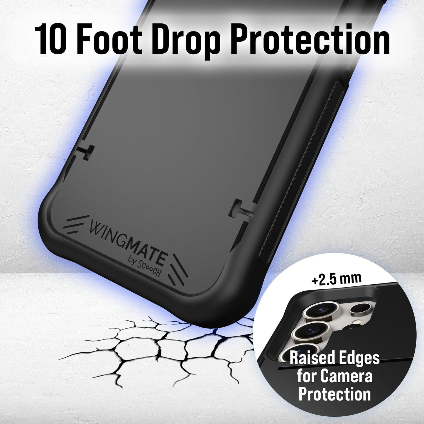 Scooch for Samsung Galaxy S24 Ultra Case with Card Holder, Wingmate Wallet Case with Hidden Card Slot and RFID Protection, Holds up to 4 Cards, 10-Foot Drop Protection, Black