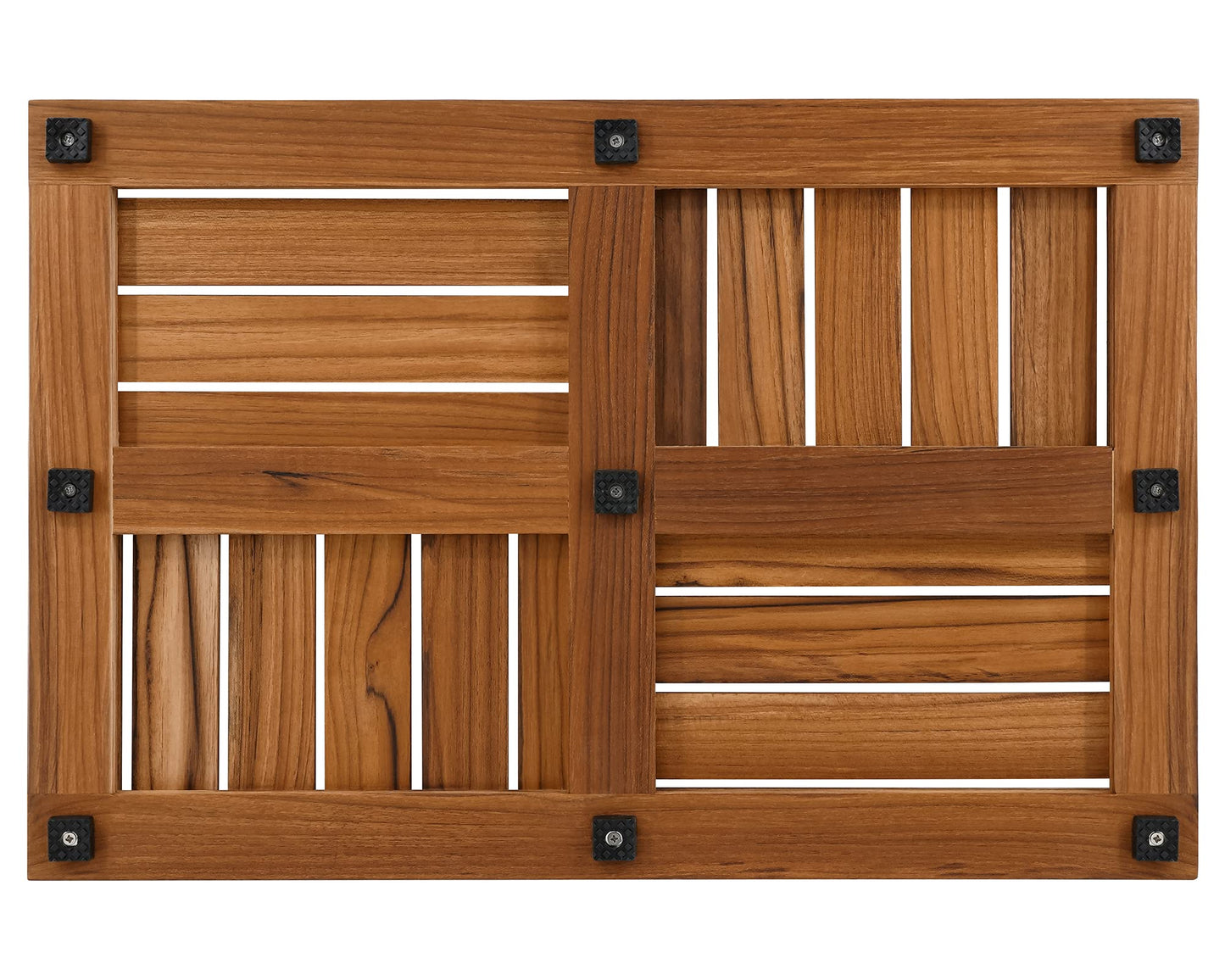 Utoplike Teak Wood Bath Mat, Wooden Shower Mat for Bathroom, 24 x 16 inch Non Slip Wood Floor Sturdy Mat for Inside Shower Luxury Spa Home or Outdoor