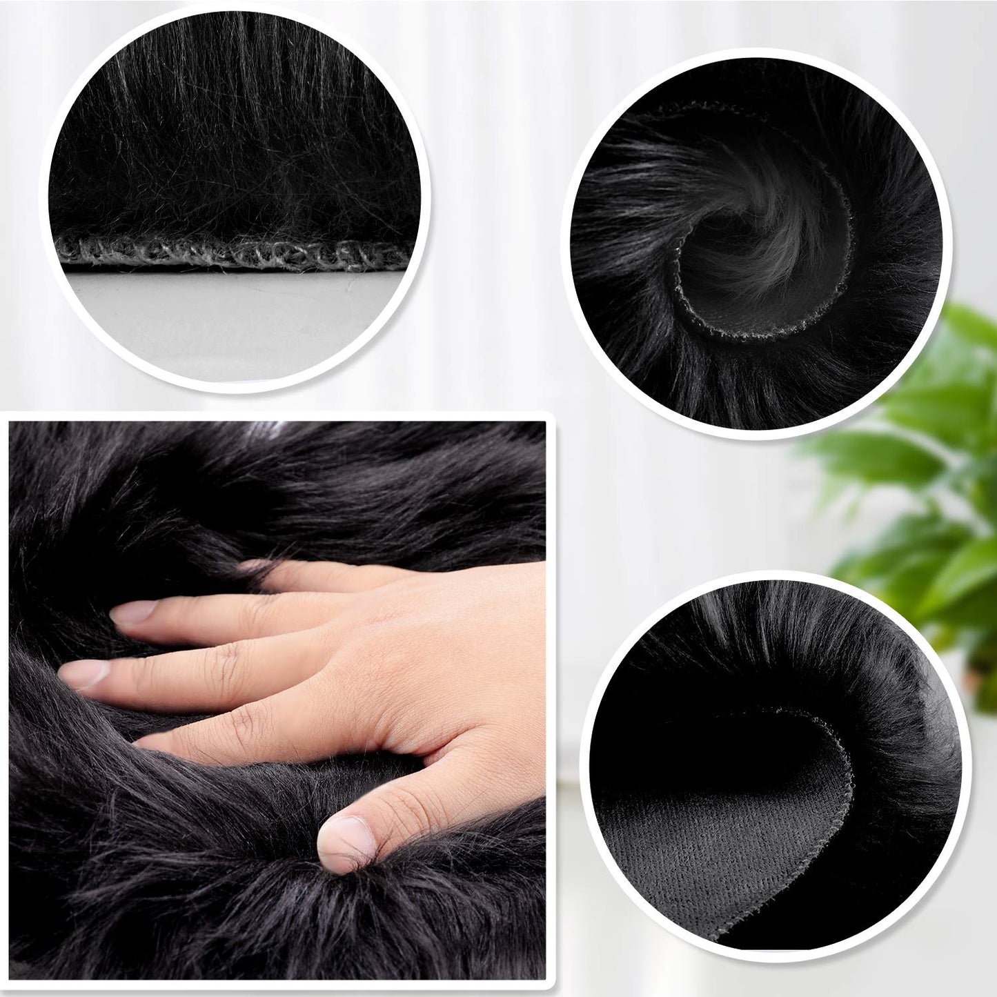 Mudder 2 Pcs Faux Fur Rug, Heart Shaped Rugs, Fluffy Decorative Mat for Room Home Chair Side, Desk Feet, Nursery, Photo Background & Valentine Decor, 12 x 16 Inch(Black)