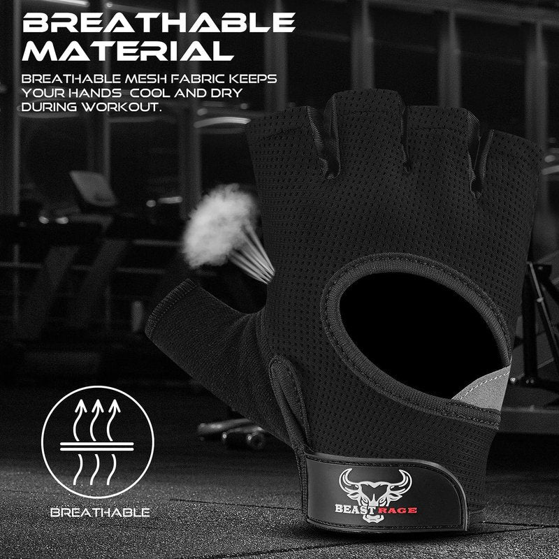 Fingerless Weight Lifting Gloves - Breathable Gym Gloves with Palm Protection for Men & Women | Ideal for Weightlifting, Cycling, and Training