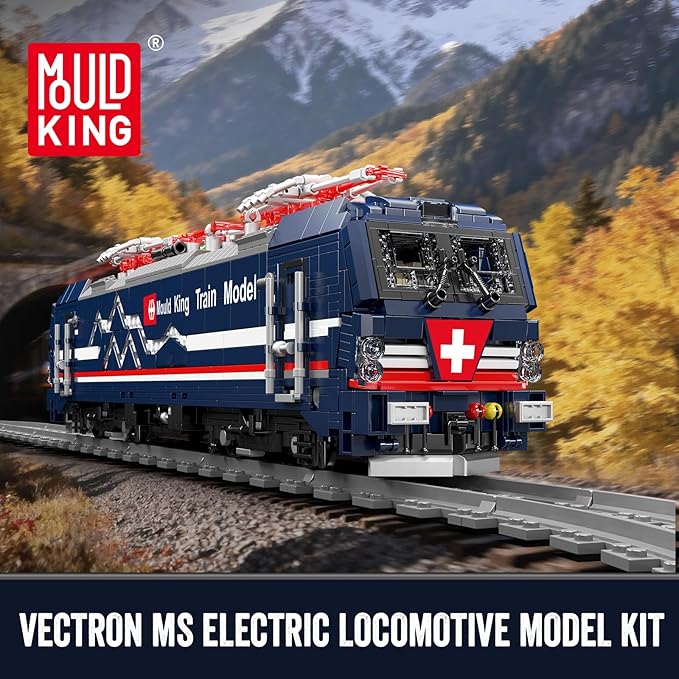 Mould King 12045 Train Model Kit 3072+ Pieces Vectron MS Electric Locomotive Building Set with Track APP/Remote Control City Train Construction Building Toys Collectible Gift for Adults and Teens