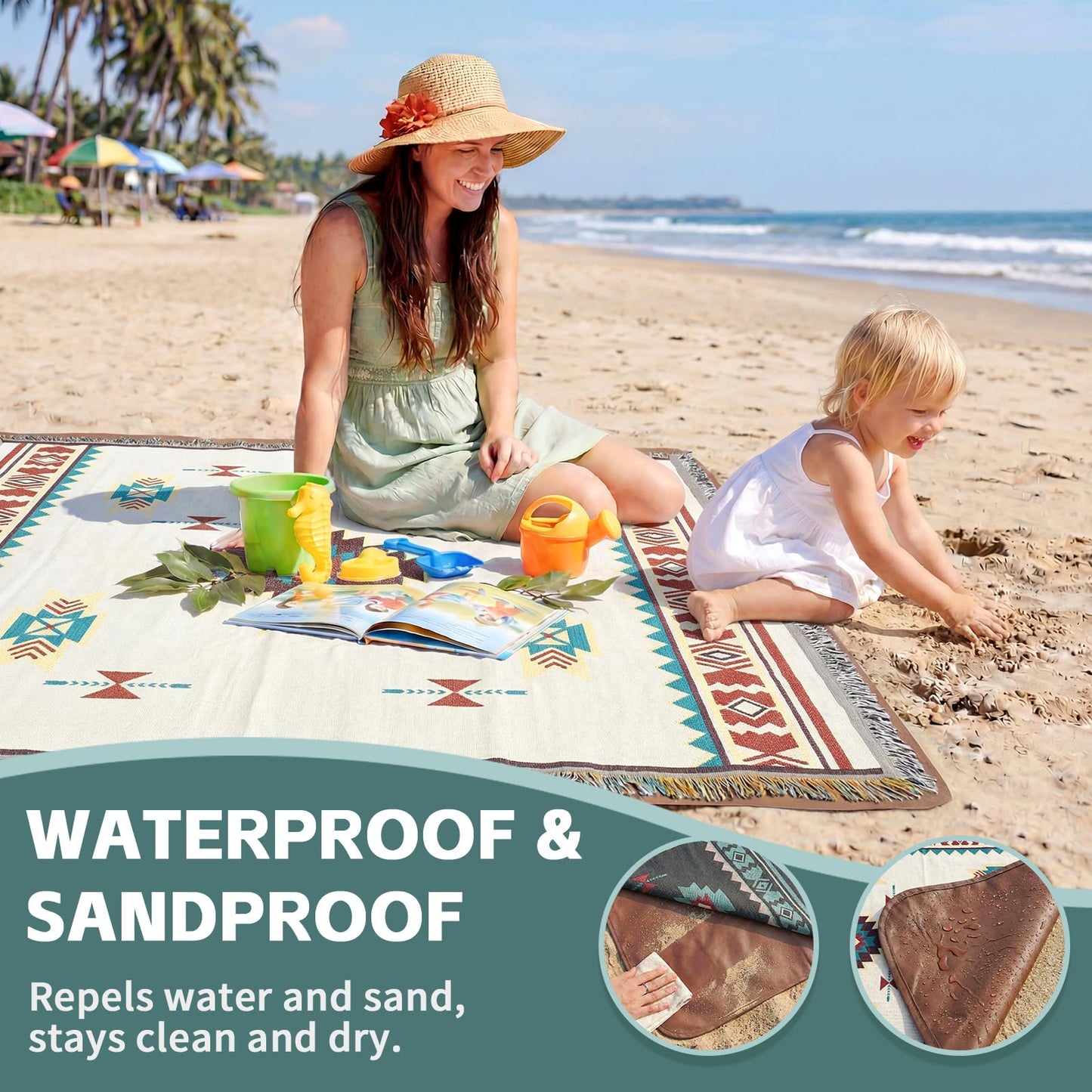 2 in 1 Extra Large Camping Blanket Outdoor Rug Picnic Yoga Mat Lightweight Car Essential Roadtrip Gadget Rv Accessories Glamping Gear Must Haves Hiking Stuff Backpacking Necessities Women Beach Gift