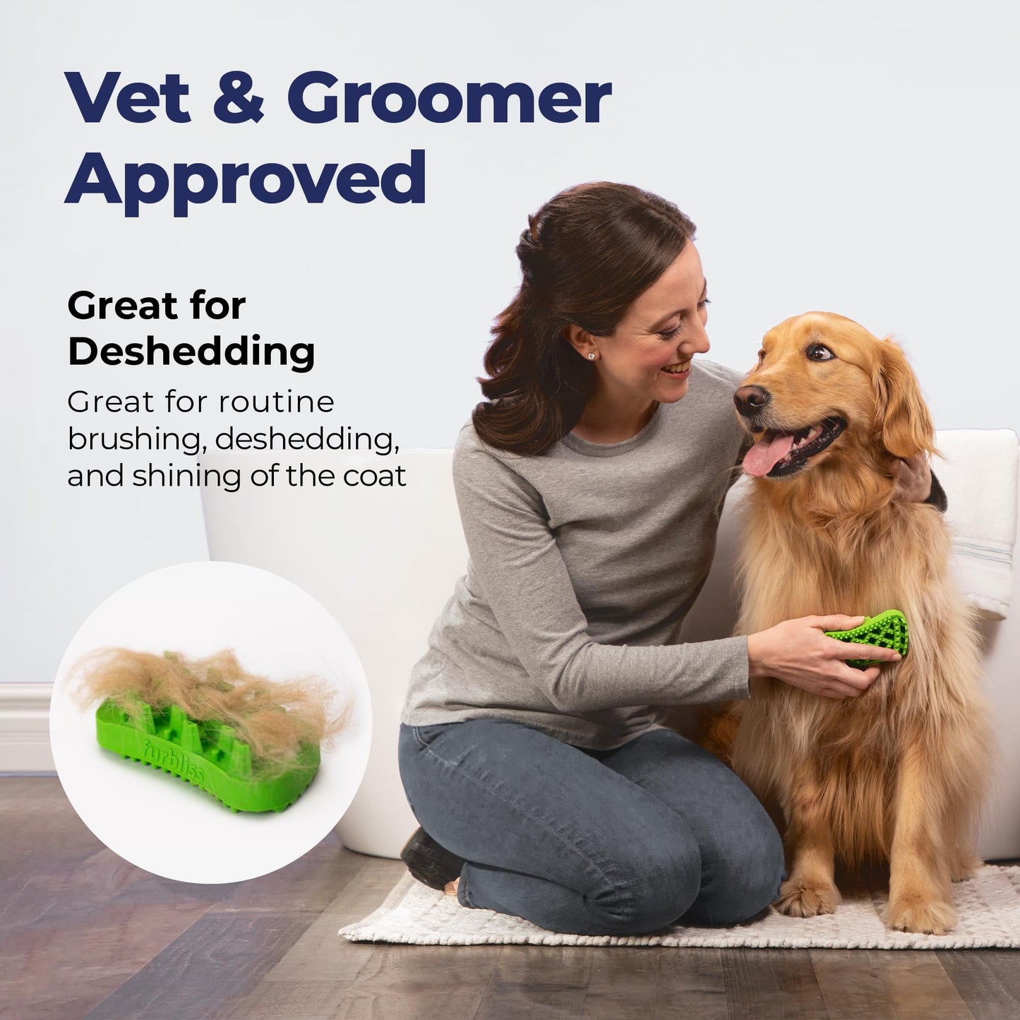 Vetnique Labs Furbliss Dog Brush for Small Dogs, Cats and Pets with Short Hair, Grooming Bathing Massaging Deshedding Multi-Functional Wet or Dry Silicone Brush (Short Hair Brush)
