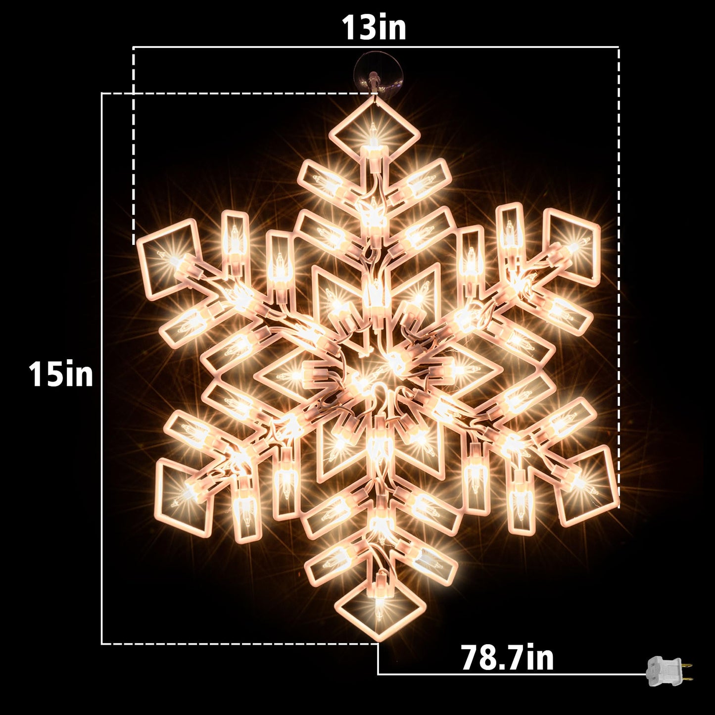 XMASLAND 15 Inch Christmas Window Silhouette Lights Decorations, 50L Christmas Sculpture,Including:Snowflake x1