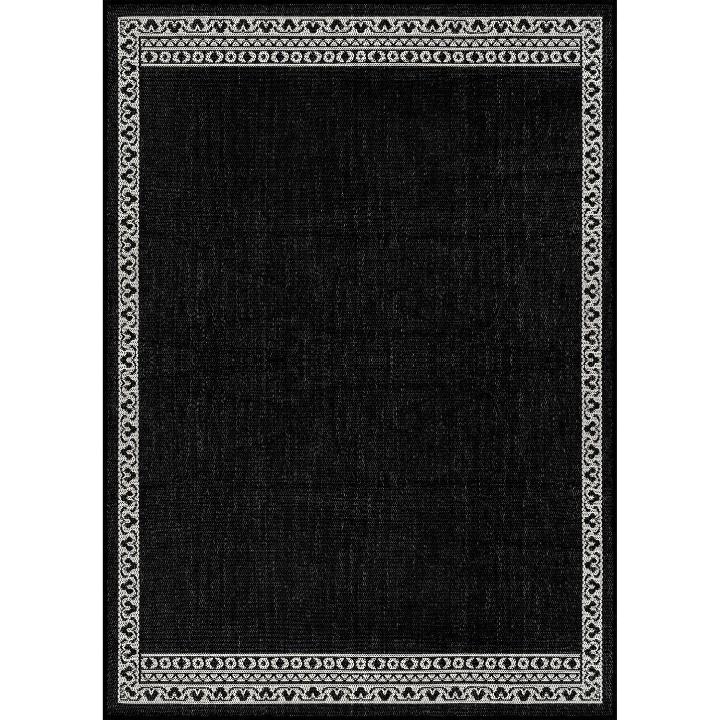 Washable Outdoor Rug 5x7 Modern Area Rugs Outdoor Carpets Bordered Pattern Non Shedding Waterproof Easy Clean Patio Deck Porch Living Room Bedroom Garden RV (5 X 7 Black)