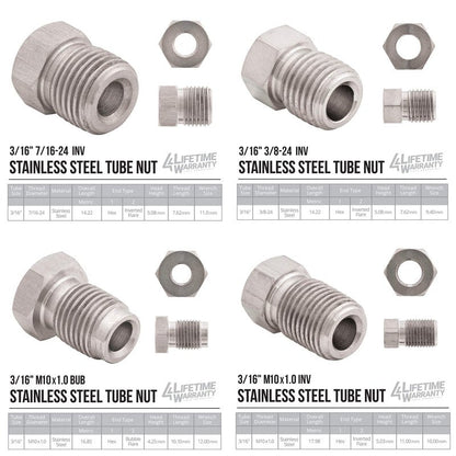 4LifetimeLines – 3/16" x 25' Stainless Steel Brake Line Kit | 316L Marine-Grade Tubing with 16 SAE Fittings | Corrosion & Rust Resistant | 15,310 PSI | Universal Fit for Cars & Trucks