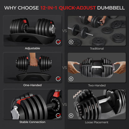 Yaheetech Adjustable Dumbbell Set 28/40/52.5/90LBS Adjustable Dumbbells Fast Adjust Dumbbell Weight Set with Anti-Slip Handle and Tray for Men/Women Home Gym Strength Training Equipment Single/Pair
