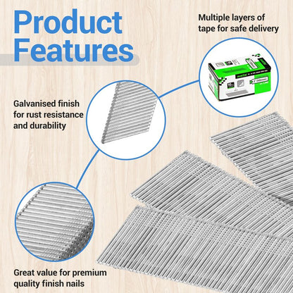 meite 16 Gauge 20 Degree Angled Finish Nails 1-1/4 Inch Galvanized Rust-Proof Finishing Nails for Electric or Pneumatic Finish Nailer - Cabinet Crown Baseboard Trim & Molding (24,000 PCS)