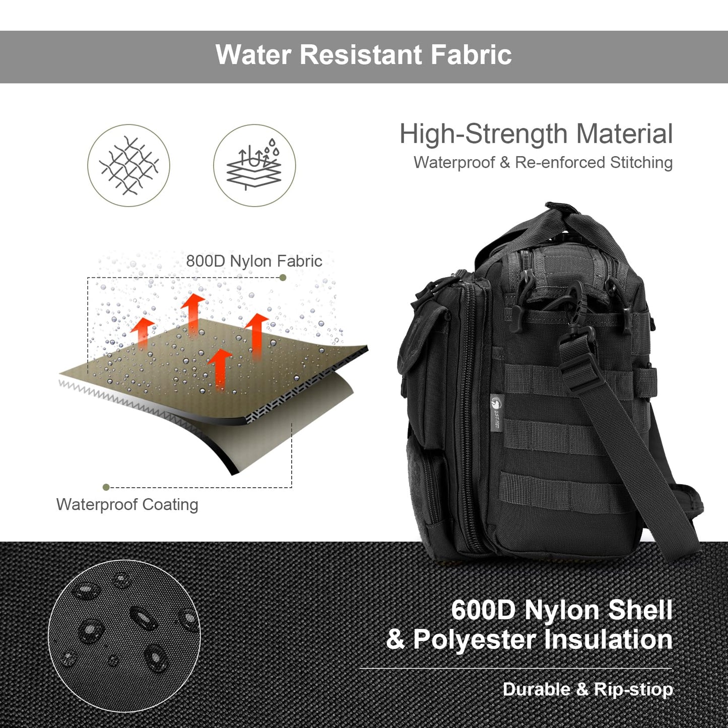 Stypos Tactical Messenger Bag, 14 Inch Tactical Briefcase for Man Military Laptop Bag Messenger Shoulder Bag Flight Bags for Pilots Black