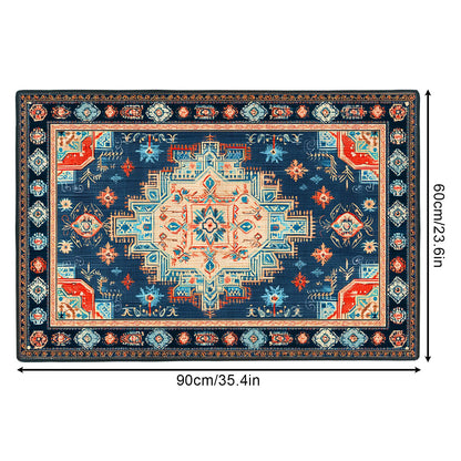 Navy Blue Coral Tribal 2x3 Entry Rug,Washable Small Rugs for Entryway Kitchen Bathroom Door Mat Indoor Entrance,Non Slip Rubber Backing,Stain & Fade Resistant,Bohemian Southwestern Decor