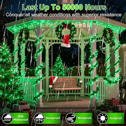 750 LED 256FT Christmas String Lights Outdoor, Christmas Light with 8 Lighting Modes& Timer & Memory, Plug in Outdoor Waterproof Clear Wire Twinkle Light for for Xmas Yard Tree Party Decor Green