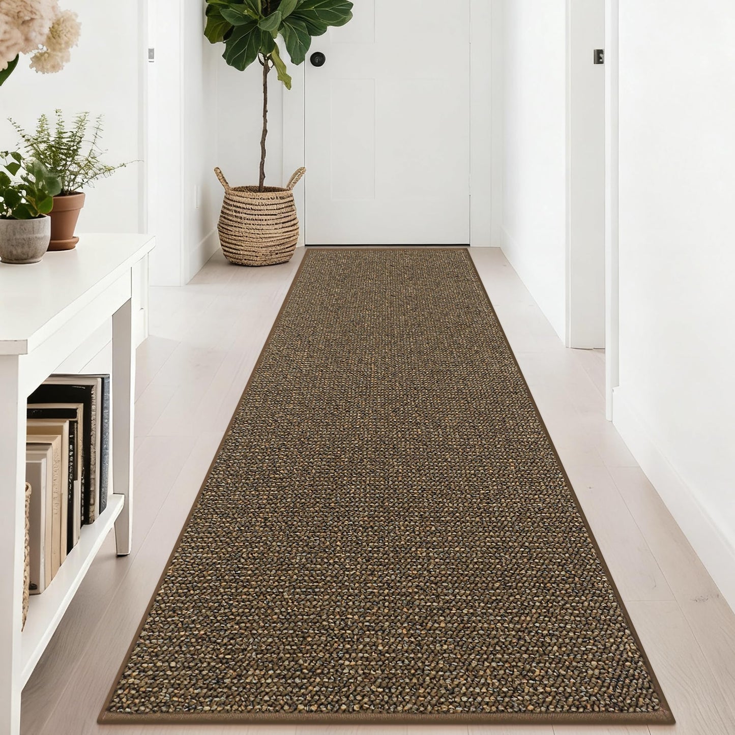BEQHAUSE Hallway Runner Rugs 2.6x8, Hallway Rug Non-Slip Washable(Rolled-Up NO Creases), Runner Rug Absorbent Stain Resistant Hall Rug Carpet Runner, Entryway Rugs Floor Mat Laundry Room Rugs, Brown