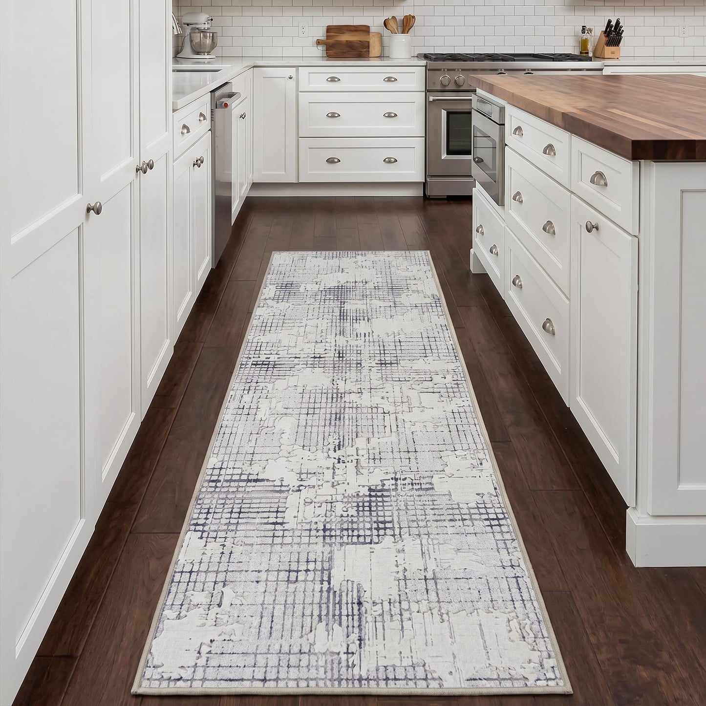 jxgzyy 2'2'' x 6' 400GSM Washable High Low Pile Carpet Runner Rug
