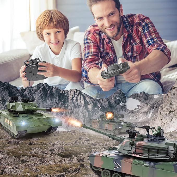 1:18 RC Tank 2.4Ghz M1A2 Remote Control Tank Model Toys 15 Channel Battle Army Toy with Smoke Light Sound Volume Switch Military Toy for Adult and Kid that Shoots BBS