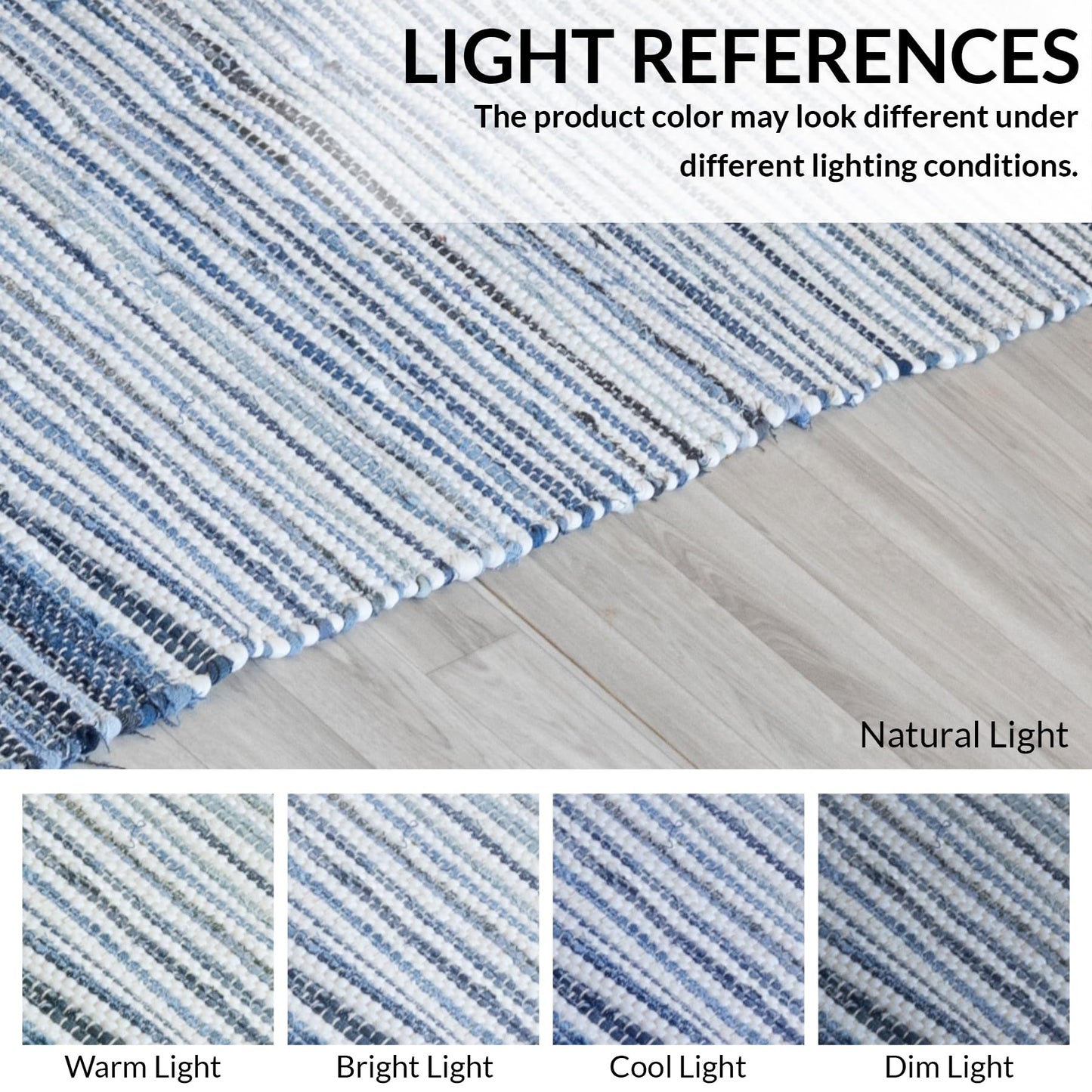 HOMEMONDE Denim Rag Rug 20"x32" Blue Recycled Soft Cotton Chindi Hand Crafted Reversible Boho Rugs for Entyrway, Doormat, Kitchen, Bedroom, Living Room