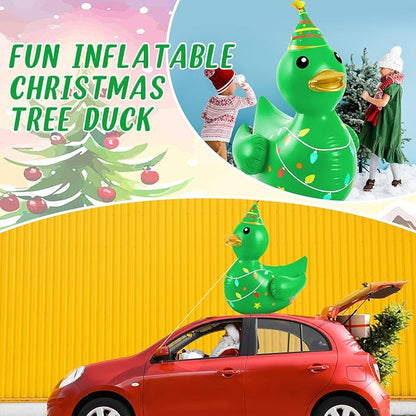 Hungdao 1 Pcs 4 Feet PVC Christmas Giant Inflatable Duck Huge Rubber Large Blow up Duck Christmas Pool Floats for Xmas Holiday Indoor Outdoor Pool Decorations (Christmas Tree)