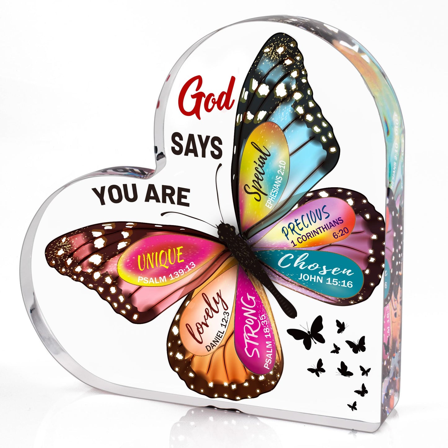 Christian Gifts for Women Birthday, Butterfly Inspirational Gifts for Women Friends, Mom, Sister, Coworker, Catholic Female, Religious Spiritual Gift, Home Office Desk Decor Sign