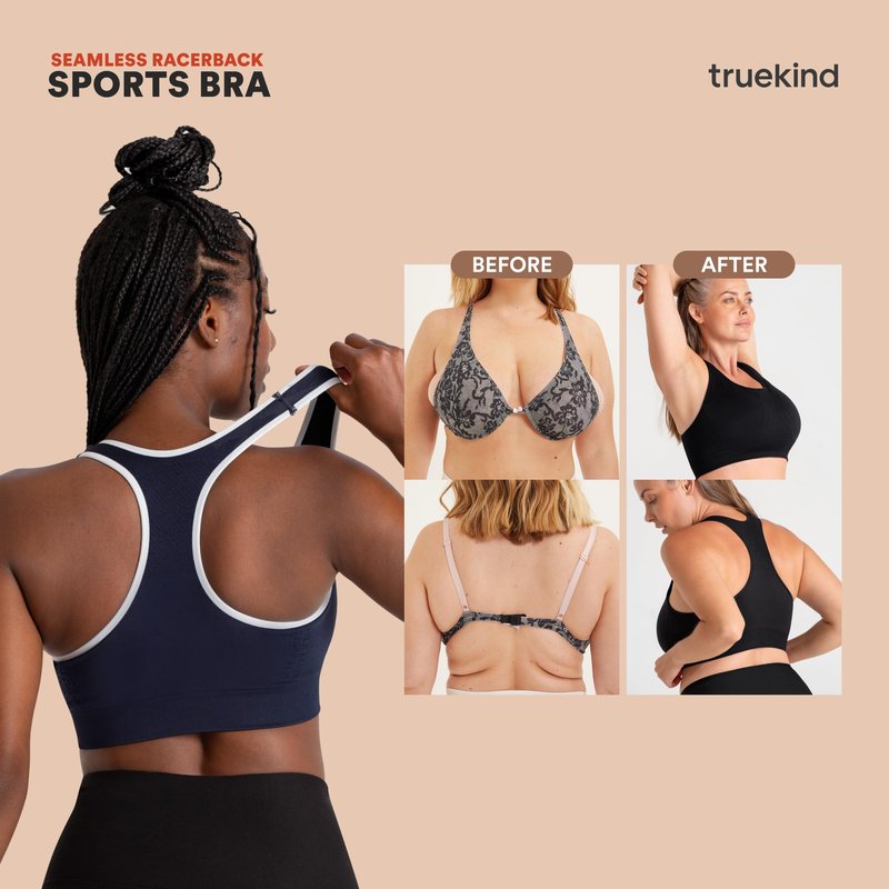 Truekind Racerback Sports Bras for Women, High Support Workout Tops for Women, Workout Bra Plus Size White
