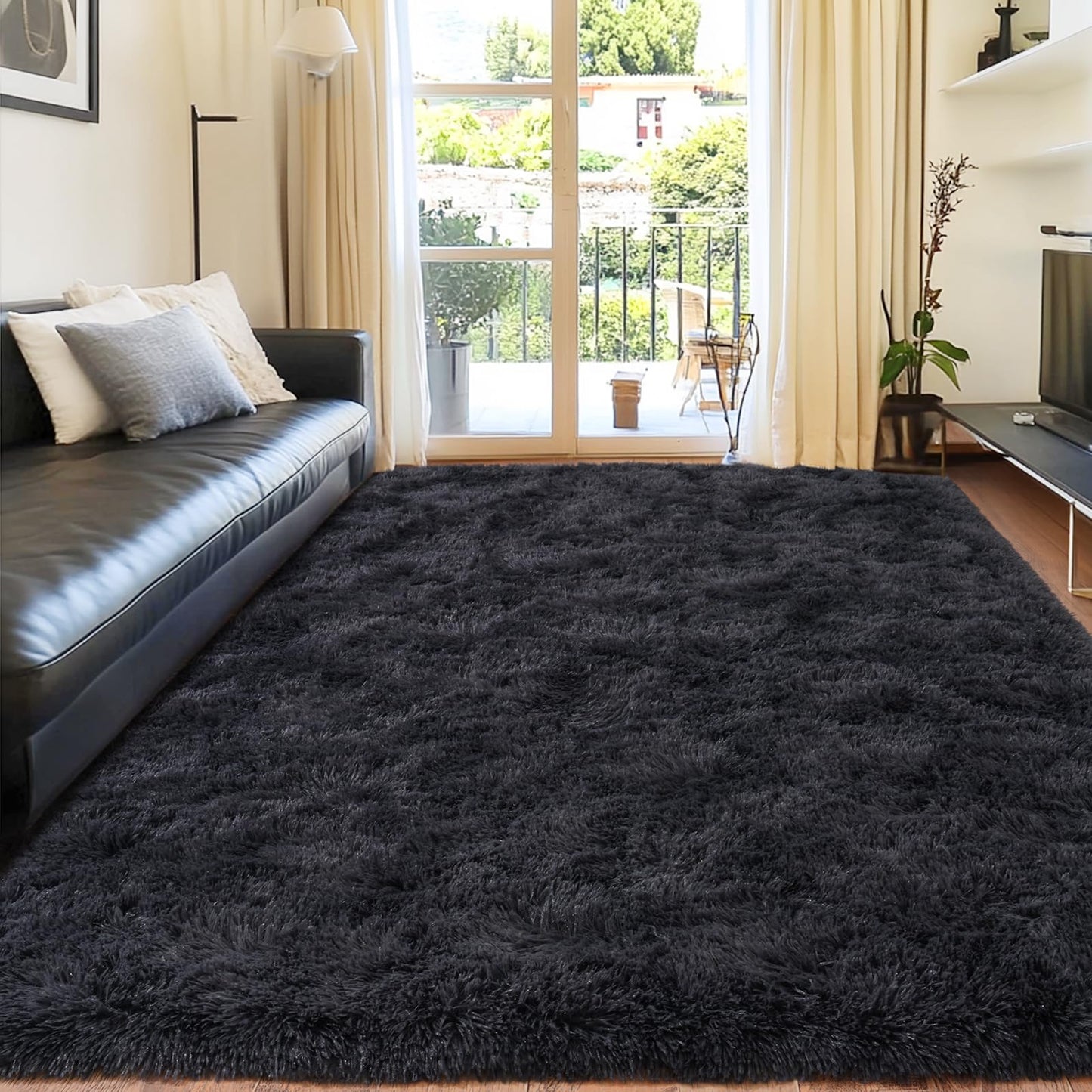 Quntue Rugs for Bedroom 4x6, Soft Shaggy Modern Shag Area Rug for Living Room, Upgrade Non-Slip Plush Fluffy Carpet for Kids Boys Girls Room Home Decor Aesthetic, Charcoal Gray