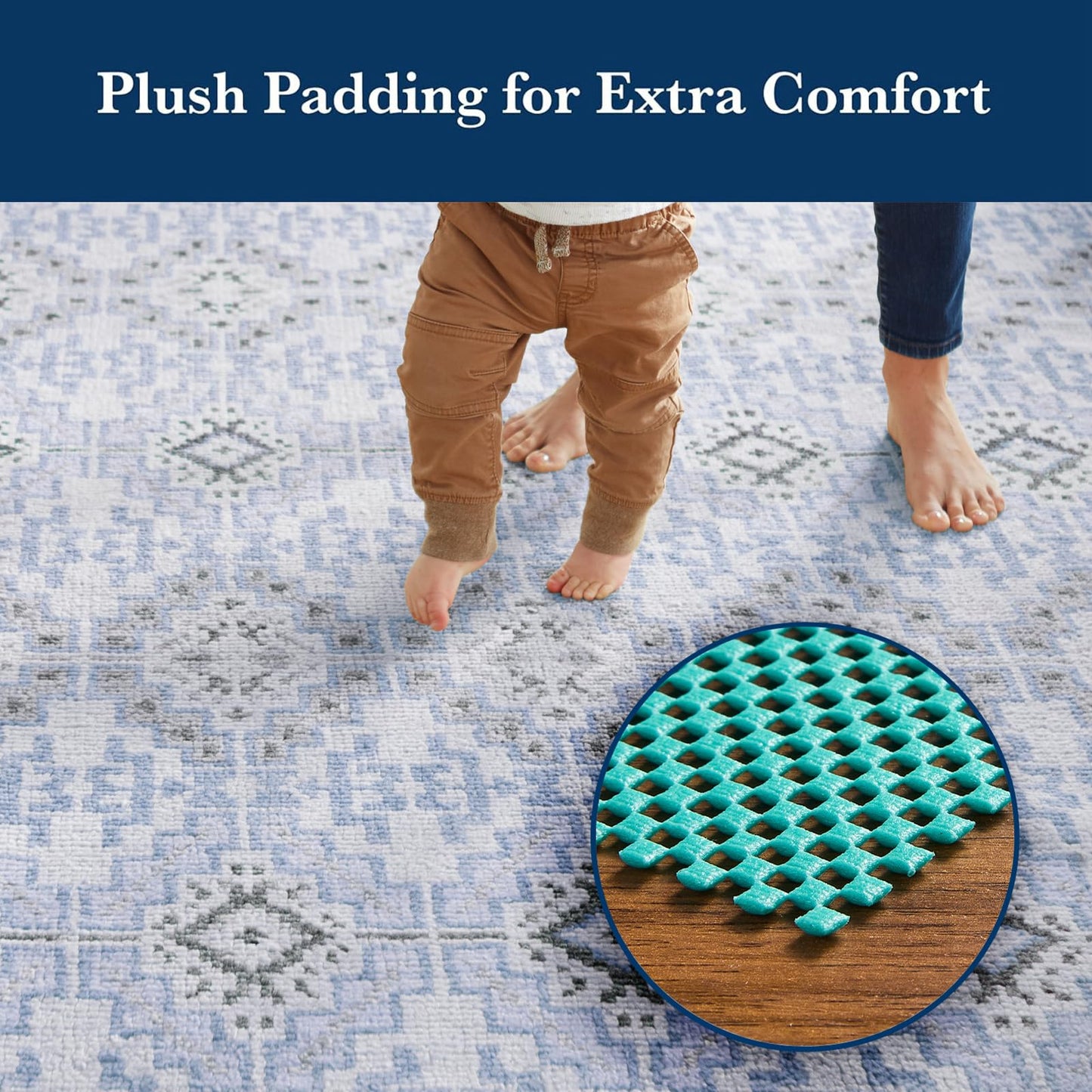 Veken 5x7 Ft Rug Pad Gripper for Hardwood Floors, Non Slip Cyan Rug Pads for Area Rugs, Thick Rug Grippers for Tile Floors, Under Carpet Anti Skid Mat, Keep Your Rugs Safe and in Place