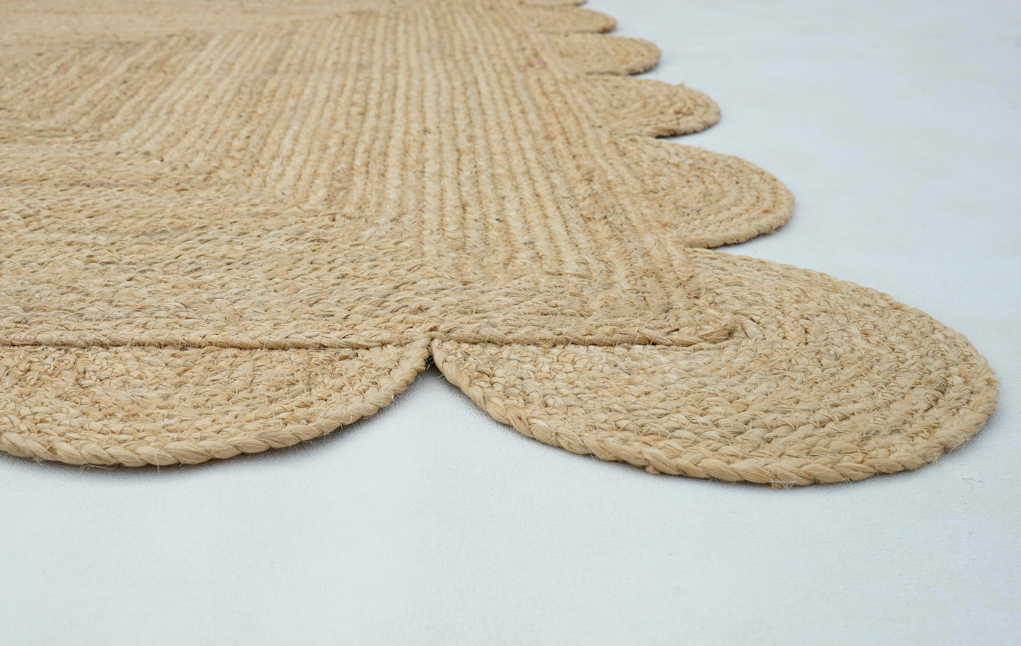 NISGAUR Scallop Jute Rug Natural Fiber Boho Décor Sustainable Rug, Natural/Beige, 3x5 Feet