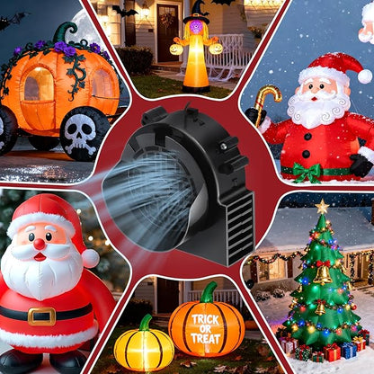 2-Pack Inflatable Fan Replacement, 0.8A Air Fan Blower with 1.0A Adapter and 3 LEDS Bulbs Light Strings for Halloween, Thanksgiving and Christmas Inflatables (IP68 Waterproof, 3.8 * 3.8'')