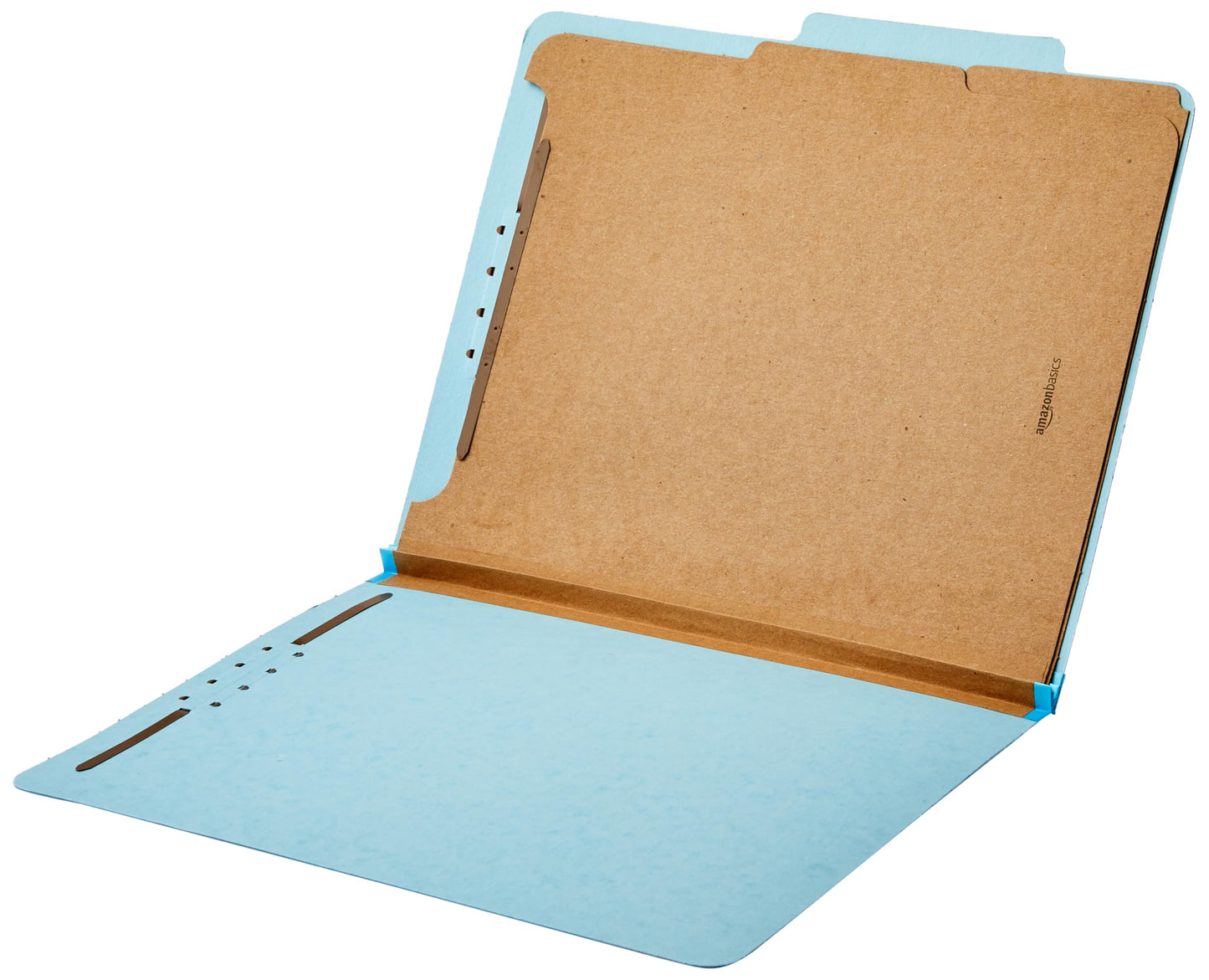 Amazon Basics Classification Folder with Prongs, 100% Recycled, 2 Dividers, 2" Embedded Fasteners, Letter Size, for Documents Organization, Light Blue, 10 Count