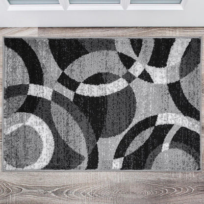Rugshop Contemporary Abstract Circles Perfect for high Traffic Areas of Your Living Room,Bedroom,Home Office,Kitchen Area Rug 2' x 3' Gray