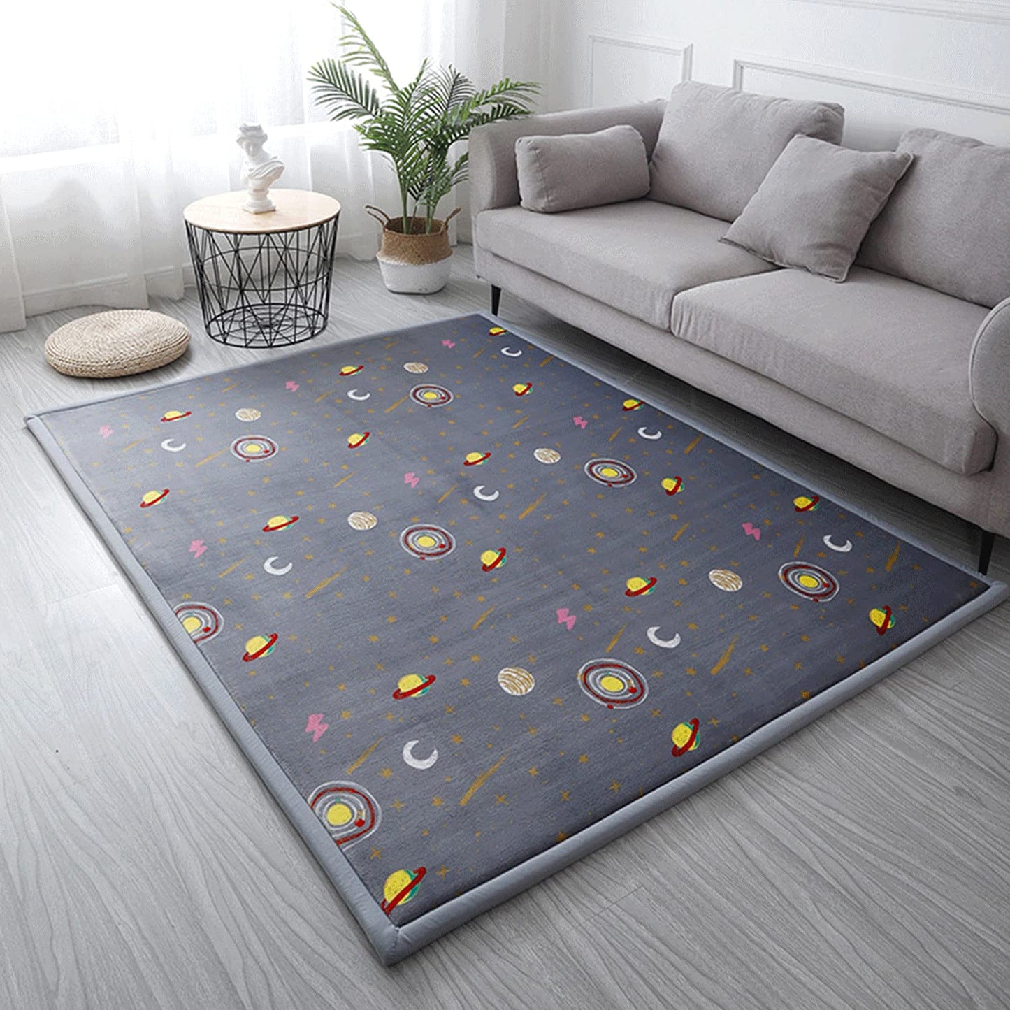 Loartee Coral Velvet Area Rug - 1" Thick Memory Foam Play Mat, Washable Carpet, Home Decor for Living Room, Bedroom, Astral Gray, 4'3"x6'3"