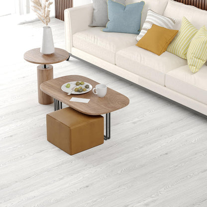 WIFEA Self Adhesive Vinyl Flooring Roll 23.6"x 118"/19 Sq.Ft Wood Grain Peel Stick Floor Tiles, Wear-Resistant and Waterproof Vinyl Plank Flooring for Bedroom Living Room Office Balcony RV White Grey