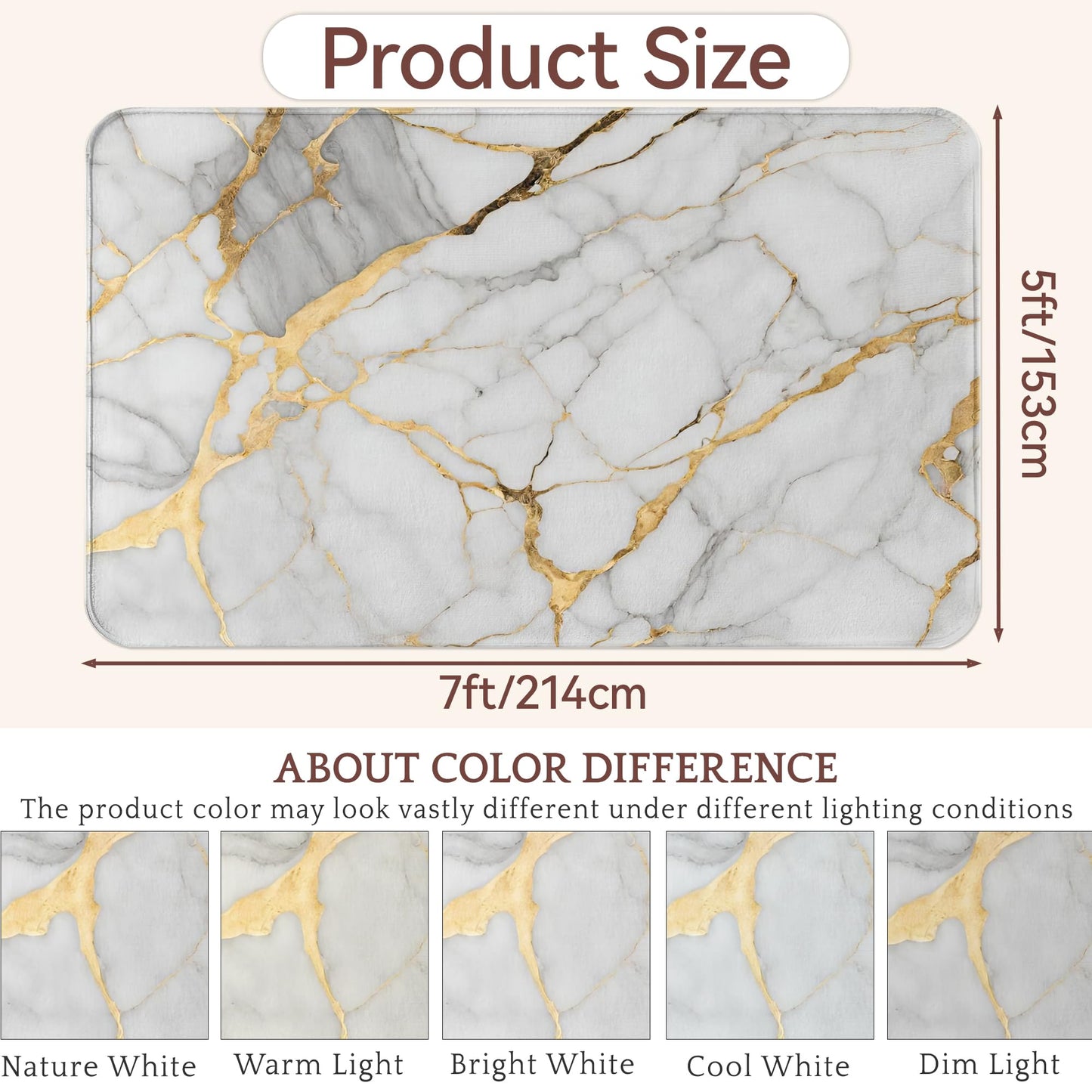 Marble White Gold Washable Area Rugs 5x7,Modern Abstract Area Rug for Living Room Bedroom,Indoor Non-Slip Large Throw Carpet for Kitchen Entryway Bathroom Office