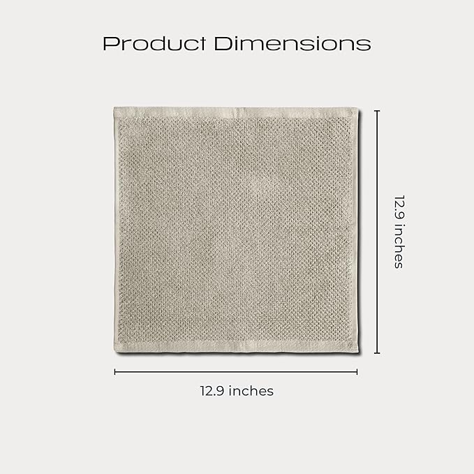 Luxury Silver-Infused Beige Washcloths 4-Pack, 12.9"x12.9"