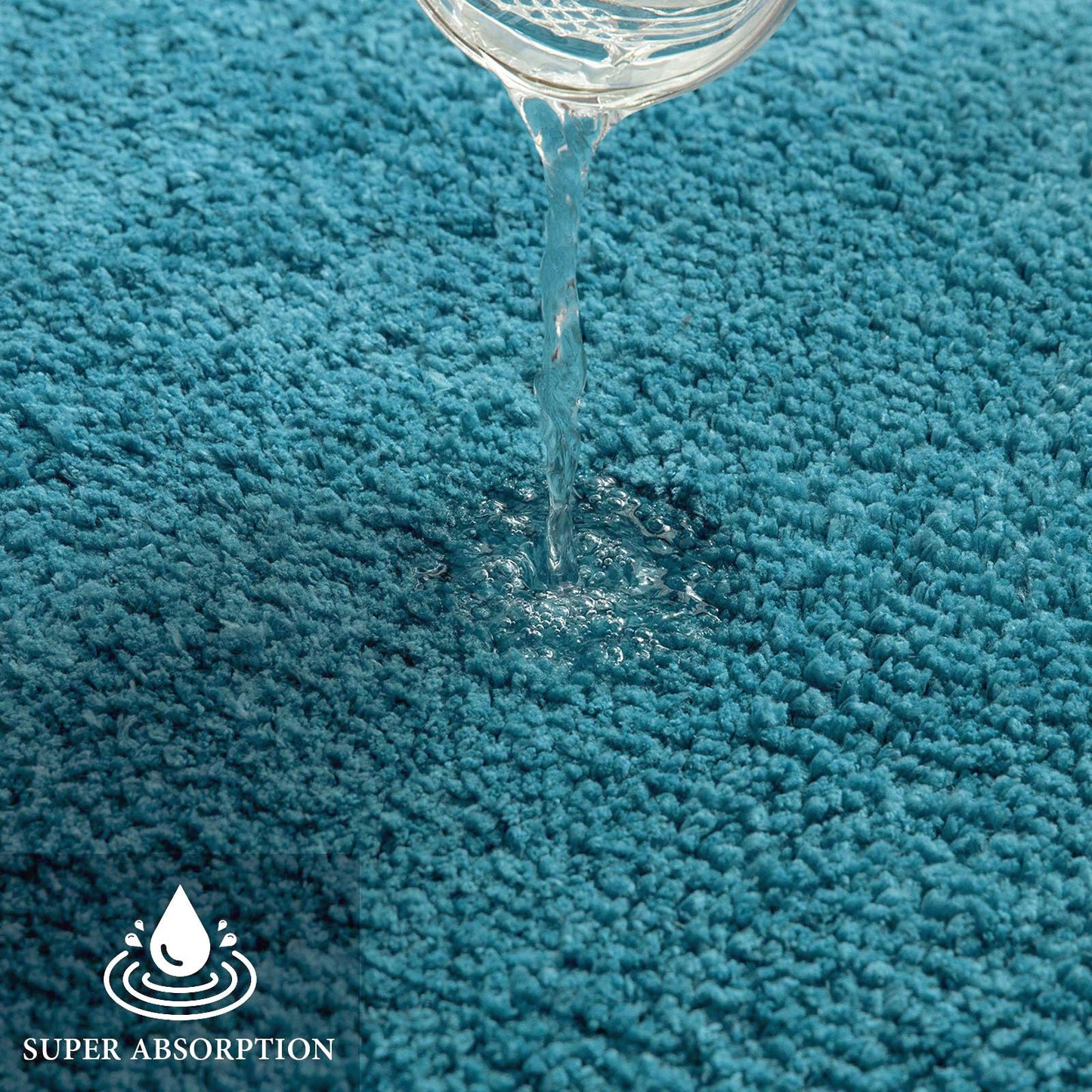 MIULEE Teal Toilet Rugs U-Shaped，Soft Absorbent Microfiber Bathroom Rugs Non Slip Quick Dry Fluffy Contour Bath Mats for Toilet Base Bathroom Floor, Machine Washable, 20x20 Inch