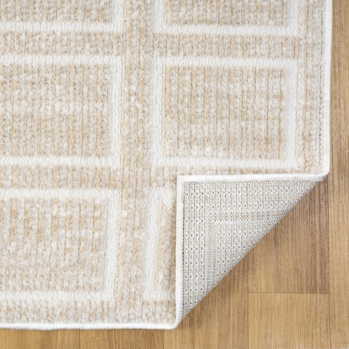 LUXE WEAVERS Modern Geometric Grid Beige 5x7 Area Rug, Bedroom Carpet
