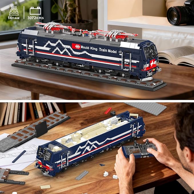 Mould King 12045 Train Model Kit 3072+ Pieces Vectron MS Electric Locomotive Building Set with Track APP/Remote Control City Train Construction Building Toys Collectible Gift for Adults and Teens