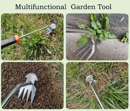Weed Puller Tool,Garden Weed Remove Tool, Stainless Steel Hand Weeding Tool, Weeding Artifact Uprooting Weeding Tool for Vegetable Backyard Farm Planting and Weeding (Rubber Handle)