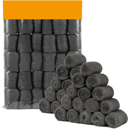 MAQIHAN Steel Wool Pads 0000 Fine - 30PCS Precutting 0000 Steel Wool for Glass, Wood, Metal Polishing, Water Stains Cleaning, Mice Control, Hole & Gap Filler