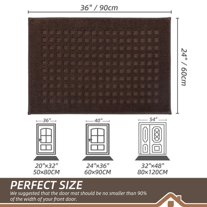 BEQHAUSE Dirt Trapper Door Mats 24"x36", Non-Slip Waffle Doormat Indoor Entrance Low-Profile, Dirt Resist and Absorbent Entryway Rugs Washable Inside Welcome Floor Mat for Front Back Door, Dark Brown