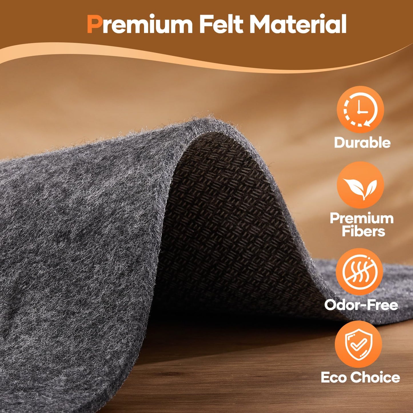 Veken Non Slip Cushioned Rug Pad Gripper 8 x 10 Ft, Felt and Silicone Backing, 1/4 inch Thick Carpet Liner for Hardwood Floors, Under Area Rugs Mat, More Than 99 Pcs Anti-Slip Long Strips Pattern
