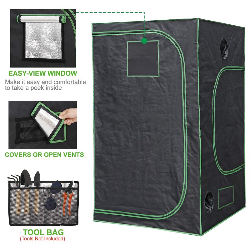 HANGKAI Home Grow Tent, Hydroponic Plant Growing Room w/Observation Window and Inner Tool Bag, 600D Highly Reflective Fabric Cover Indoor Grow Room, 48"x48"x80"