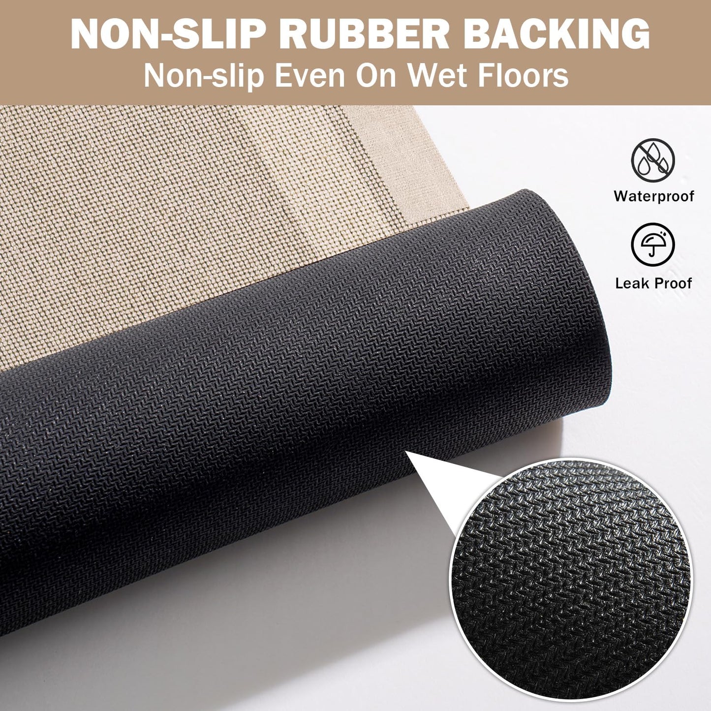 YDKGL Extra Long Non Slip Bathroom Runner Bath Mat, Rubber Backing Ultra Thin Bath Rug Fit Under Door Quick Dry Super Absorbent Washable Shower Mat for Bathroom Floor Bathtub Sink, Beige 24"x70"