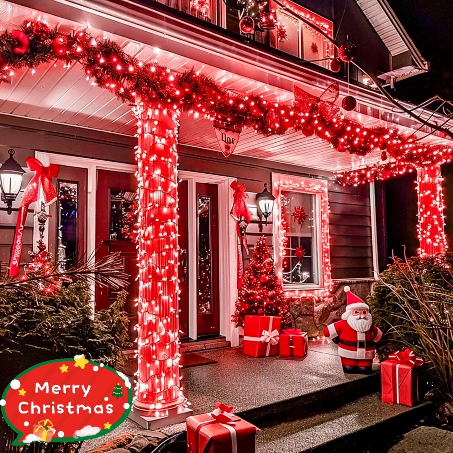 75.8 FT 200 LED Red and White Christmas Lights Outdoor Indoor, Timer & Memory Function & 8 Modes, Extendable Green Wire, Waterproof Fairy Twinkle Lights for Xmas Tree Holiday Party Garden Yard Decor