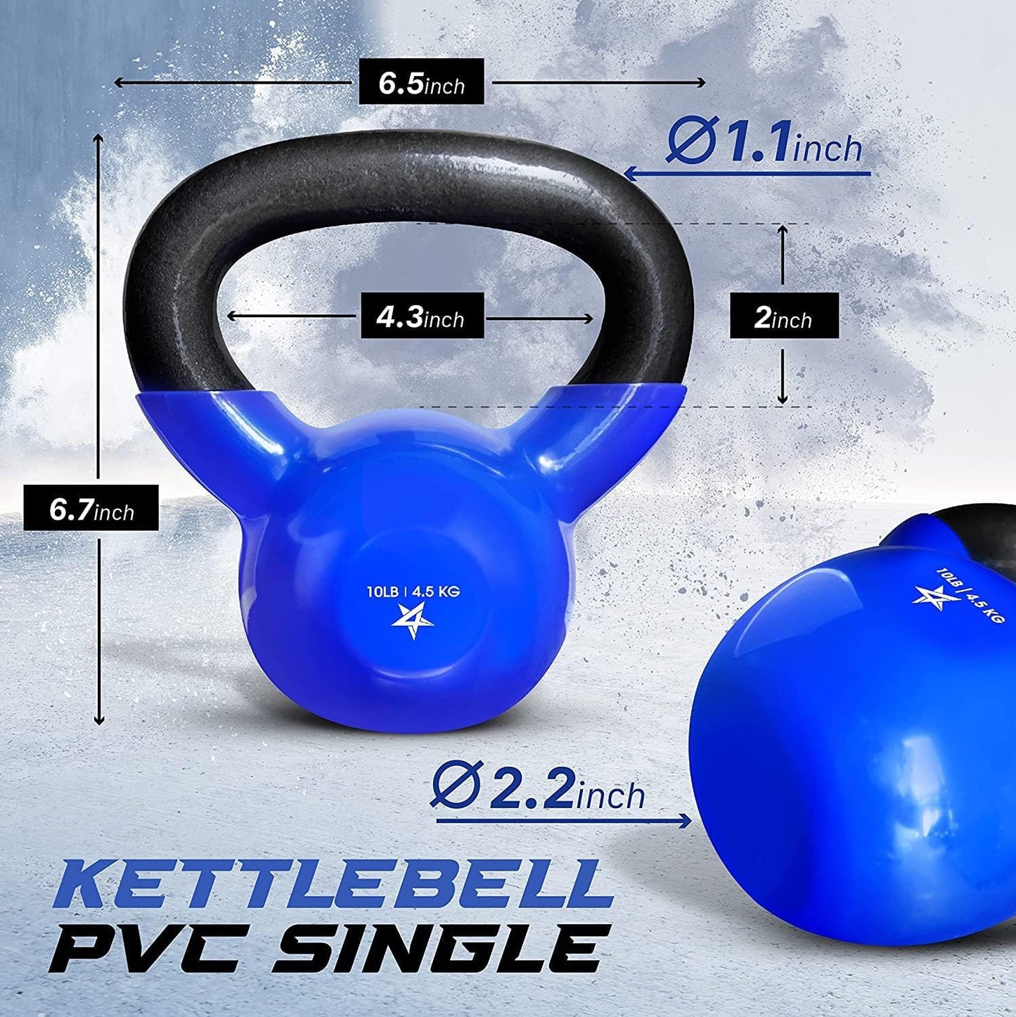 Yes4All Kettlebell, 5-100 LB Vinyl Coated Cast Iron Strength Training Kettlebells for Home Gym Exercises, Fitness, Full Body Workout Equipment, Push Ups, and Grip Strength