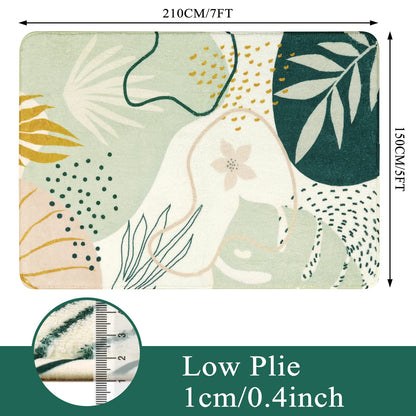 Lahome Sage Green Boho Area Rug 5x7, Washable Non Slip Soft Botanical Rug for Living Room Bedroom Cozy Home Decor