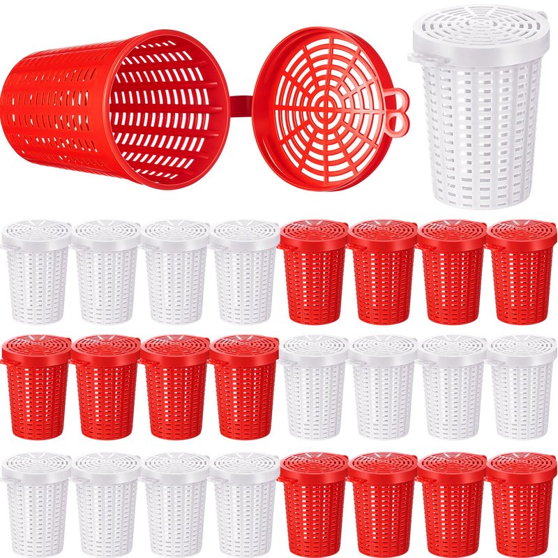 Blushtier 20 Pcs Fishing Bait Cage Trap Fish Lure Feeder Basket Holder Plastic Bait Bucket for Crawfish Minnow Shrimp Earthworm Crab Carp Catfish Traps Cast Net
