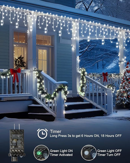 2 Pack 53FT 486 LED Christmas Lights Outdoor,Plug in Waterproof Christmas Lights for Outside, Timer & Memory, 8 Modes Hanging Fairy Light for Wedding Decorations House Eaves Yard Patio, Cool White