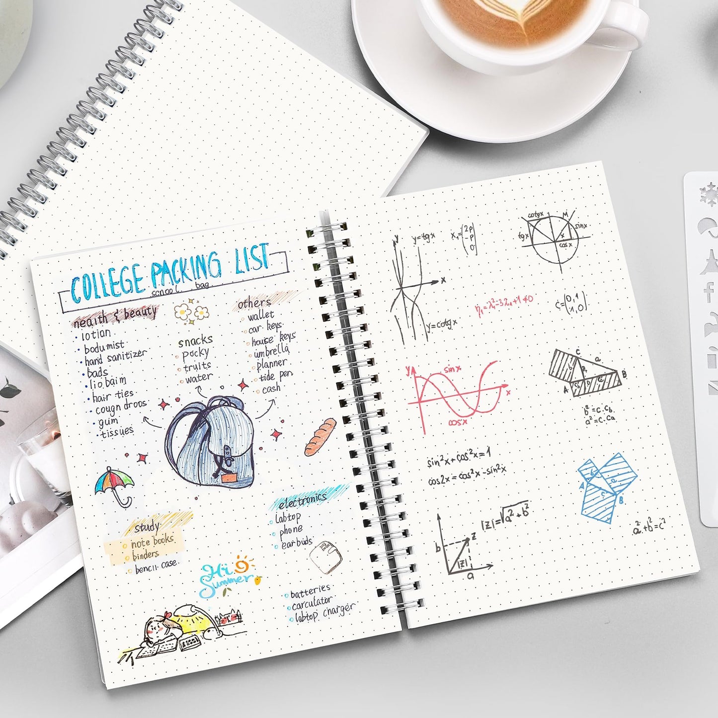 RETTACY Dotted Journal Notebook, 3-Pack, 160 Pages per Pack, A5 Medium Size (5.7'' × 8.3''), 100 GSM Thick Paper, Spiral-bound, Flexible Plastic Cover, for Journaling, Planning, Tracking