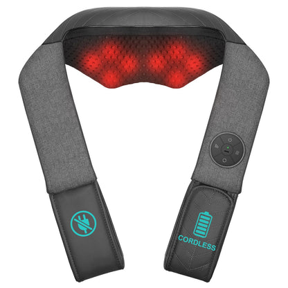 Nekteck Cordless Neck and Back Massager for Pain Relief Deep Tissue, Shiatsu Neck Massager with Heat, Portable Massage Pillow for Shoulder, Leg, Body Muscle, Home, Office, Car, for Men Women